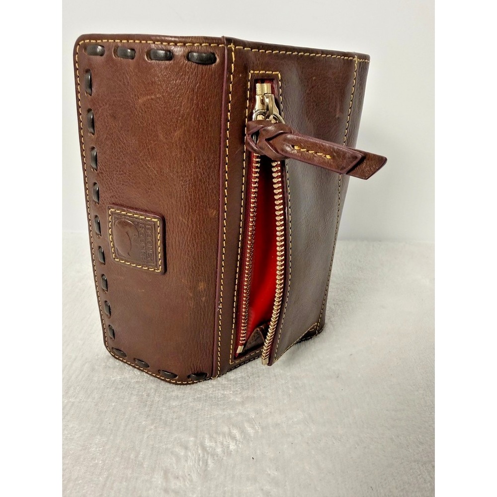 Dooney Bourke Chestnut Brown Florentine Leather Checkbook Clutch Wallet - Picture 5 of 7